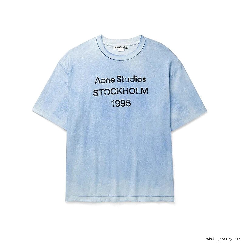 Acne Studios 2090-80 Deep Blue Style Ac908046 Stockholm Logo T-Shirt Casual Layering