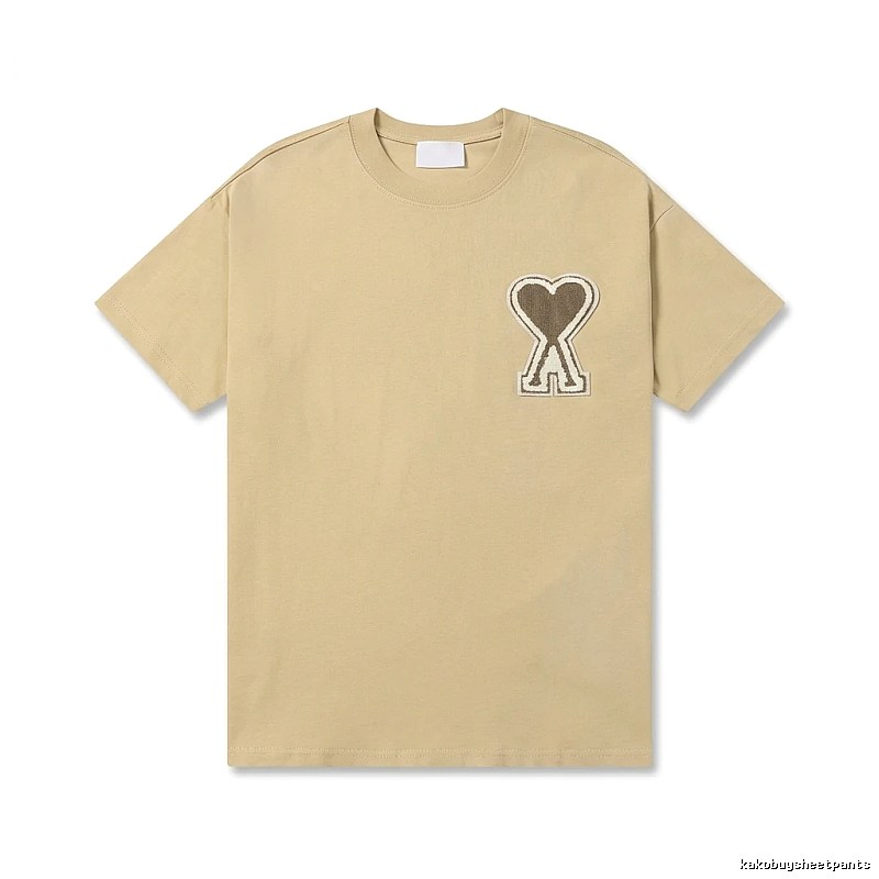 AMI Love Embroidery Khaki T-shirt