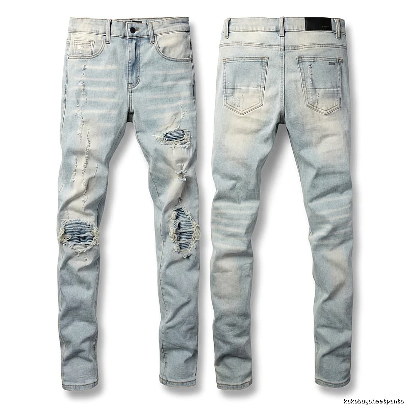 AMI Trendy Light Blue Jeans with Holes