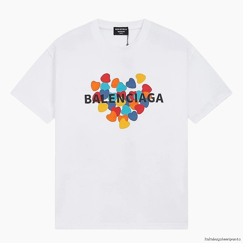 Balenciaga White T-shirt with Heart Print
