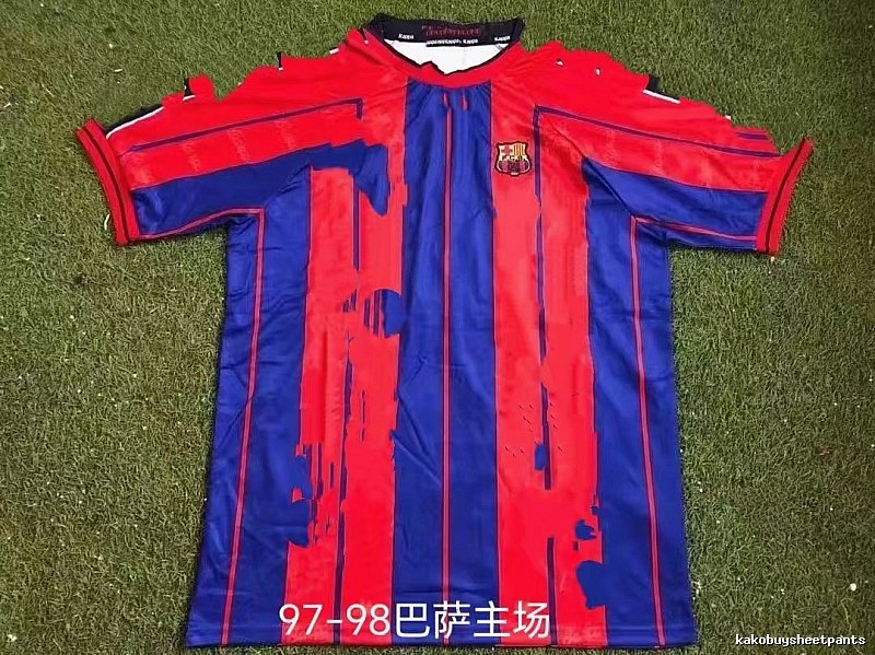 Barcelona Monogram Retro soccer jersey Blue Red Barcelona for Casual Outfits