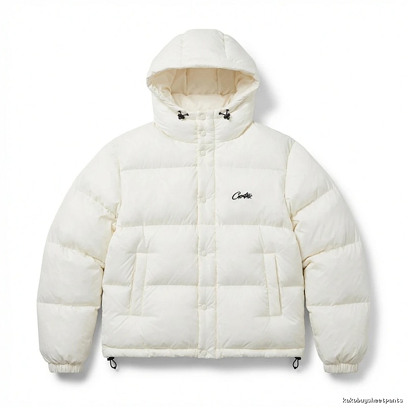 Corteiz trendy brand simple style white cotton-padded coat