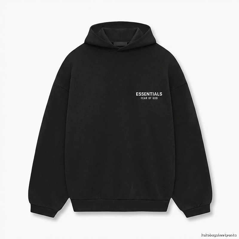 ESSENTIALS minimalist style black hoodie