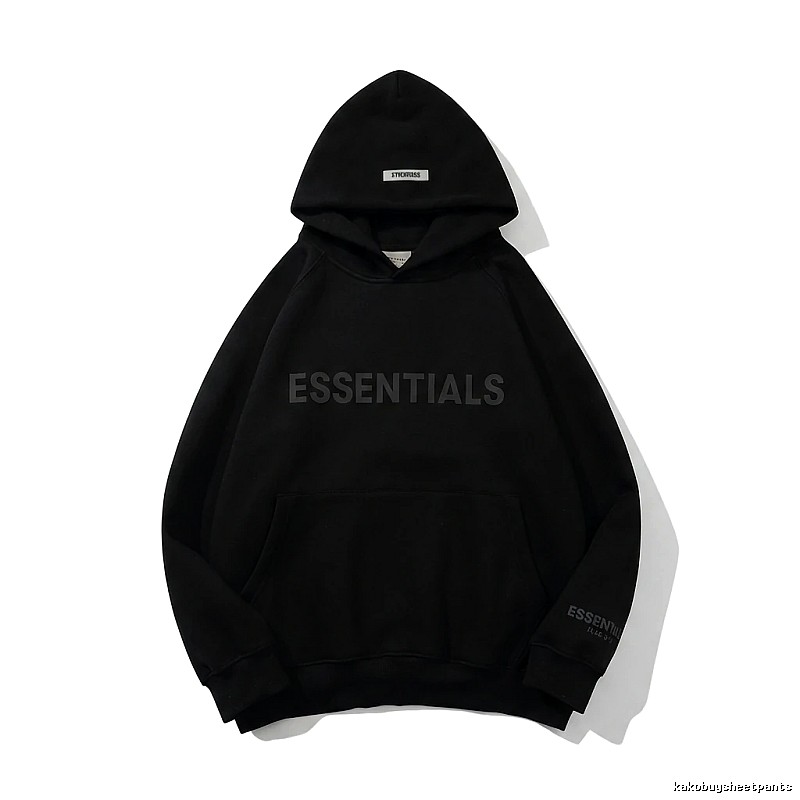 ESSENTIALS minimalist style black hoodie