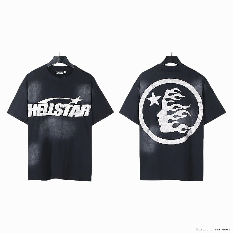 Hellstar Flame Print Street Style Black T-Shirt