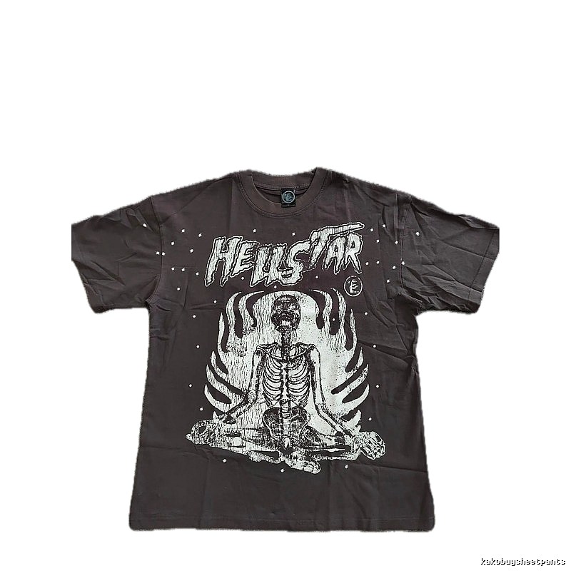 Hellstar Skull Print Dark Style Brown T-Shirt