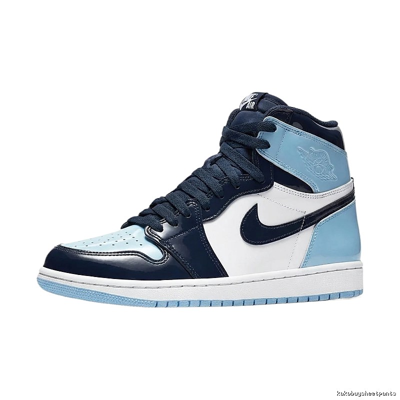 Jordan AJ1 Trendy Blue and White Sneakers