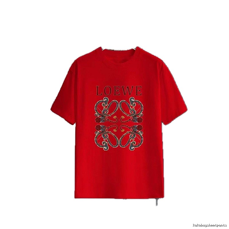 LOEWE Totem Print Vintage-Style Red T-Shirt