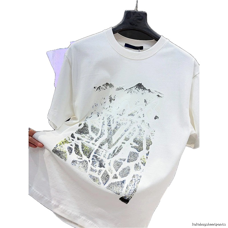 Louis Vuitton Embossed Snow Mountain Trendy White Short-sleeve T-shirt