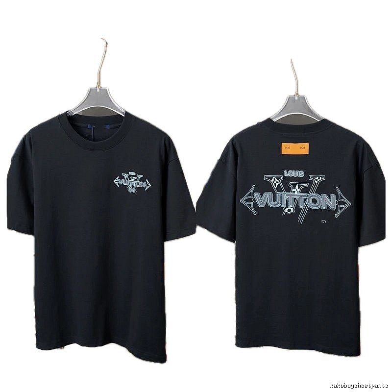 Louis Vuitton Letter Print Streetwear Style Black T-Shirt