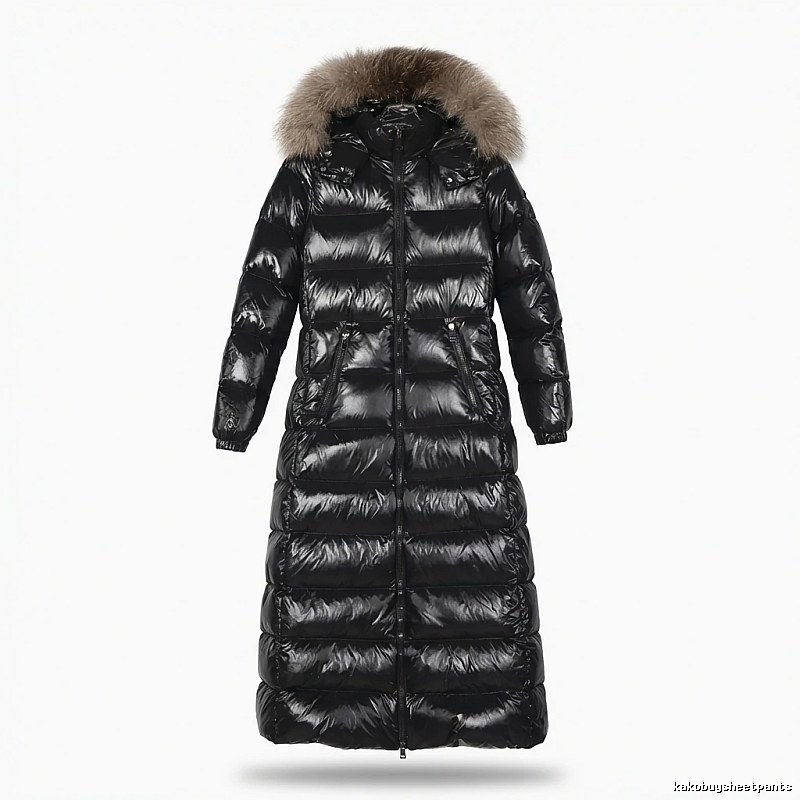 Moncler long shiny black down jacket