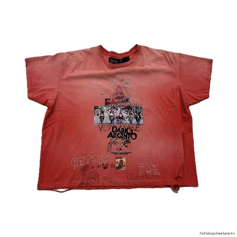 Paly Hollywood Vintage Distressed Dirty Orange Printed T-Shirt