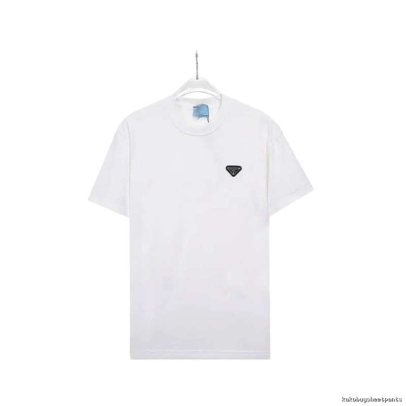 Prada Triangle Logo Minimalist Style White Short-sleeve T-shirt