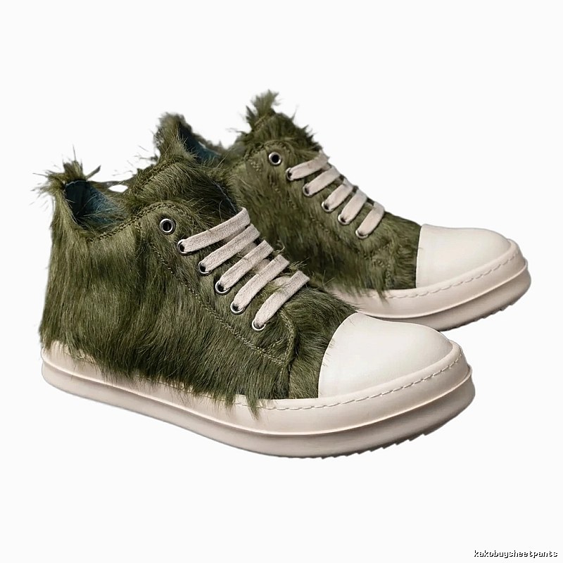 Rick Owens fluffy high-top shoes (green)