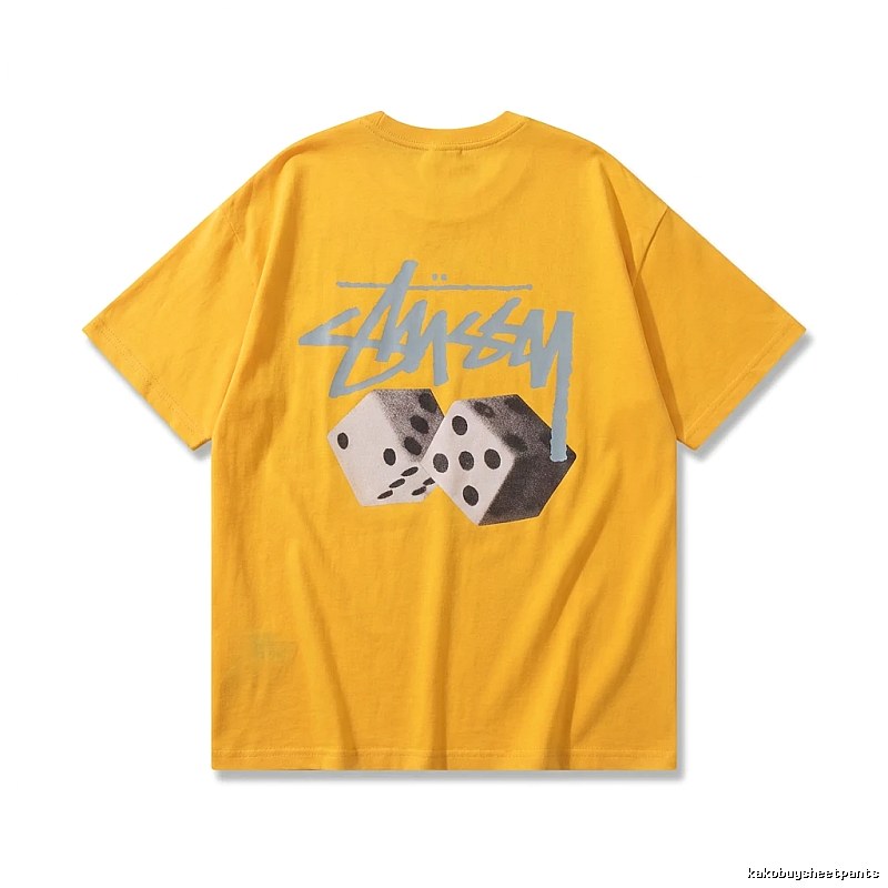 Stussy Dice Print Trendy Brand Yellow T-shirt