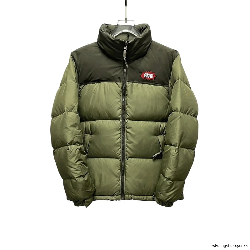 The North Face double - color green down jacket