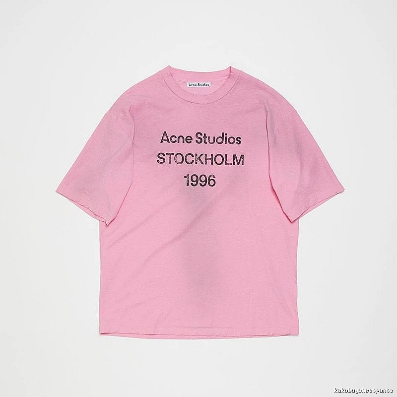 Acne Studios 2090-80 Pink Red Style Ac908026 Stockholm Logo T-Shirt Weekend Wear