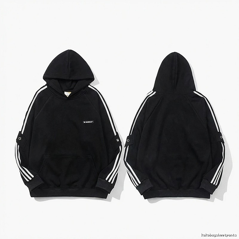 Adidas three - stripe trendy and cool black sweatshirt