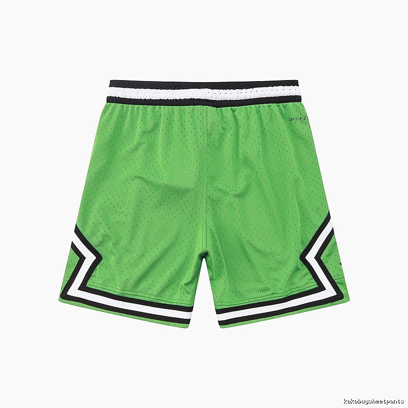 AJ basketball-style green shorts