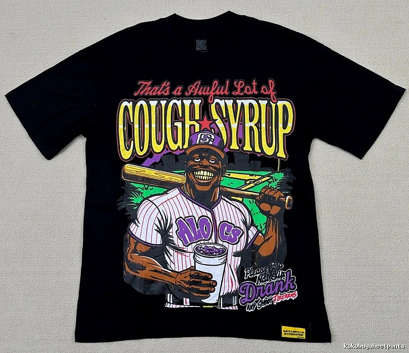 ALOCS American Retro Printed Black Short-sleeve T-shirt