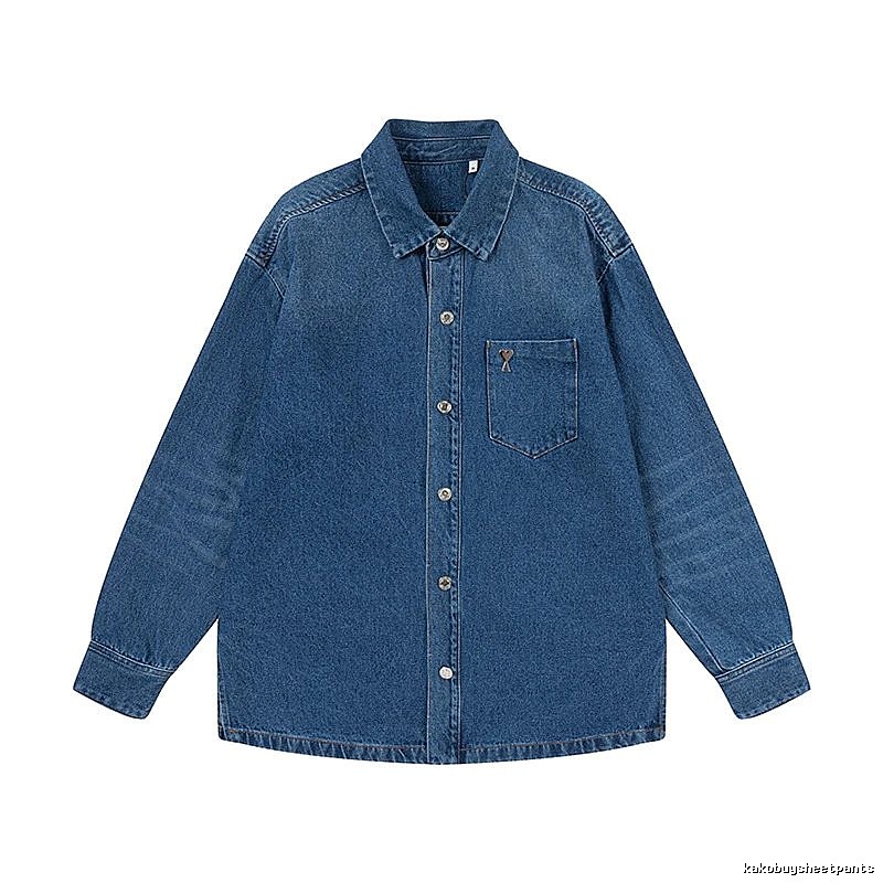 AMI Denim Blue Retro Style Denim Shirt