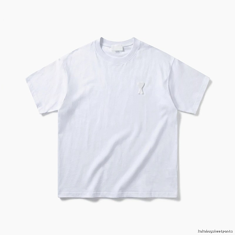 AMI Embroidered Minimalist Style White T-shirt