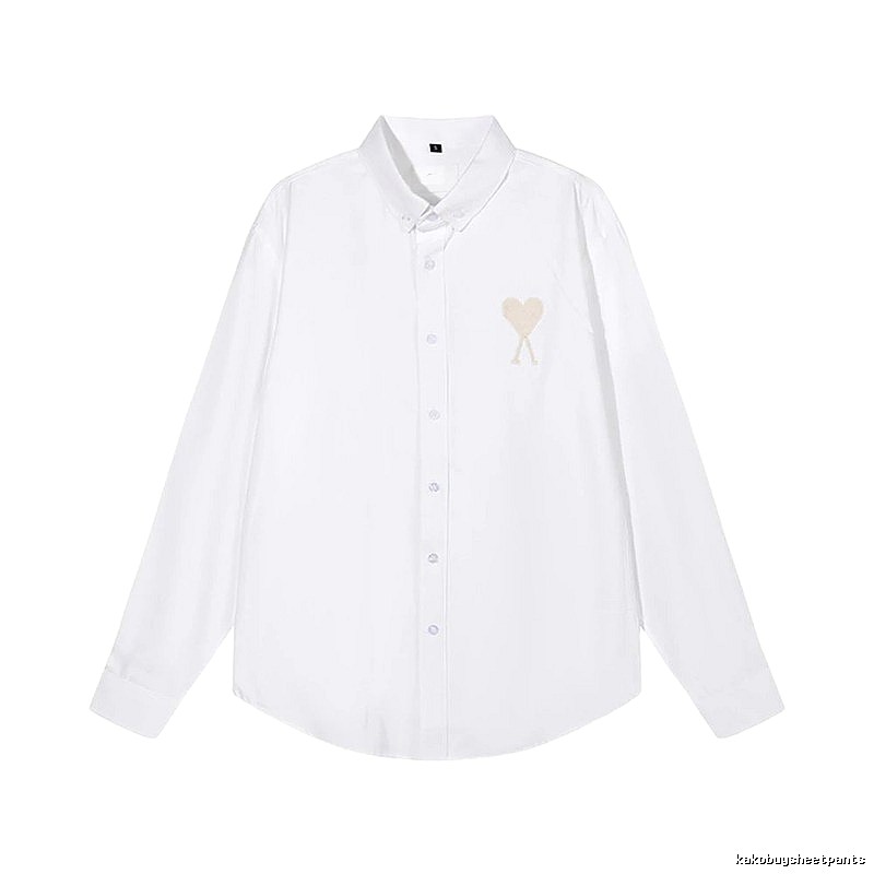 AMI Heart Embroidery White Shirt