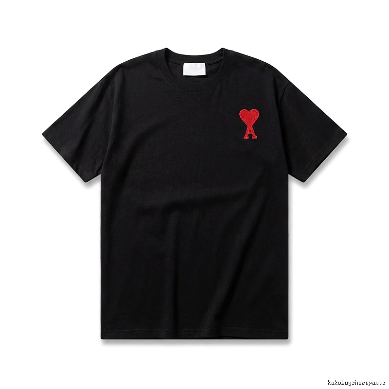 AMI Love Embroidery Simple Black T-shirt