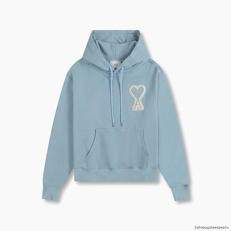 AMI Love Heart Pattern Light Blue Hoodie