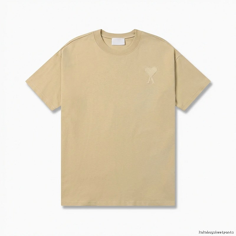 AMI Love Minimalist Style Beige T-shirt