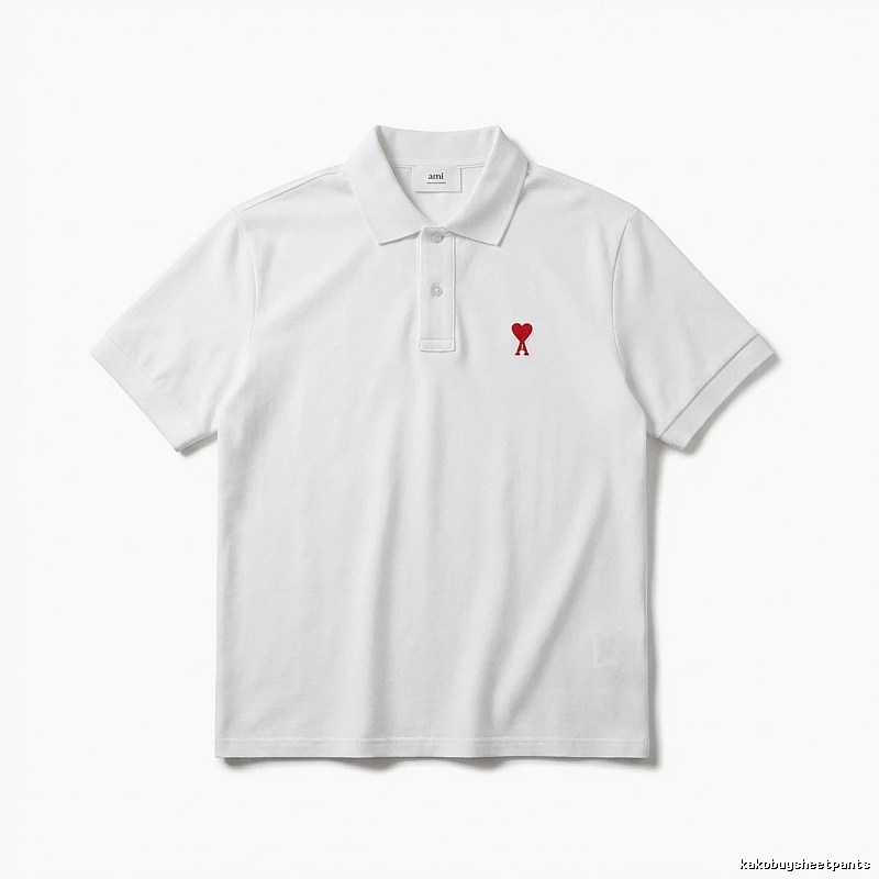 AMI Love Simple White Polo Shirt