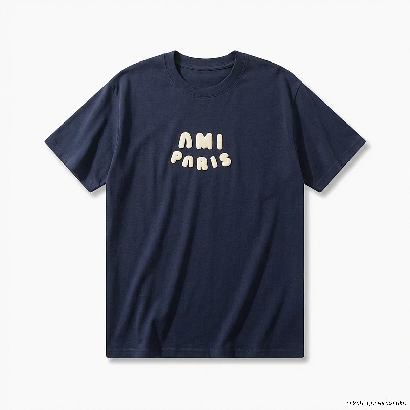 AMI minimalist style dark blue T-shirt