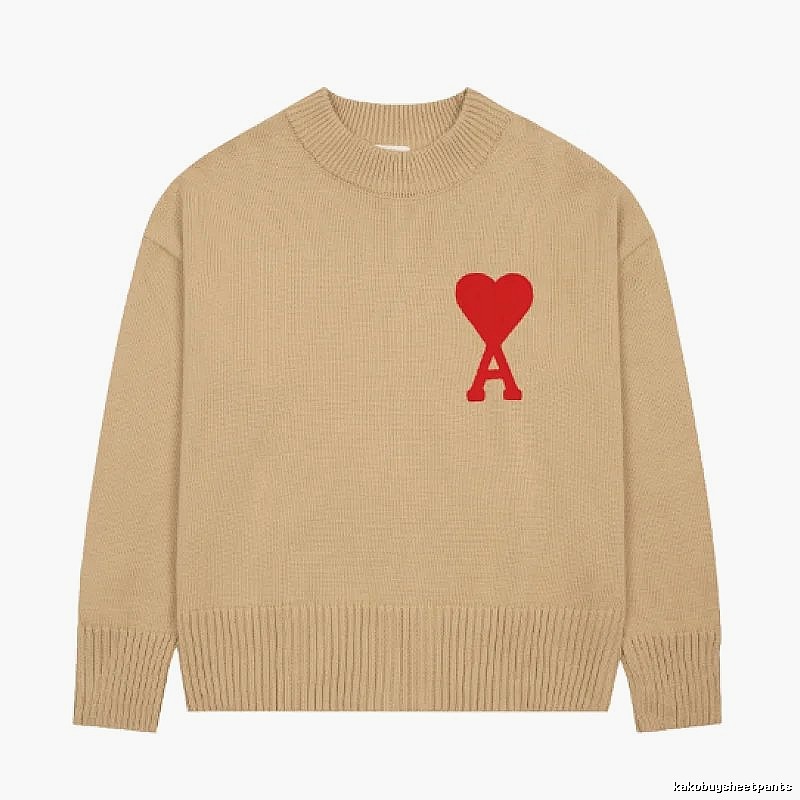 Ami Paris Lightweight Heart logo sweater Green Knit Top for Trend Styling