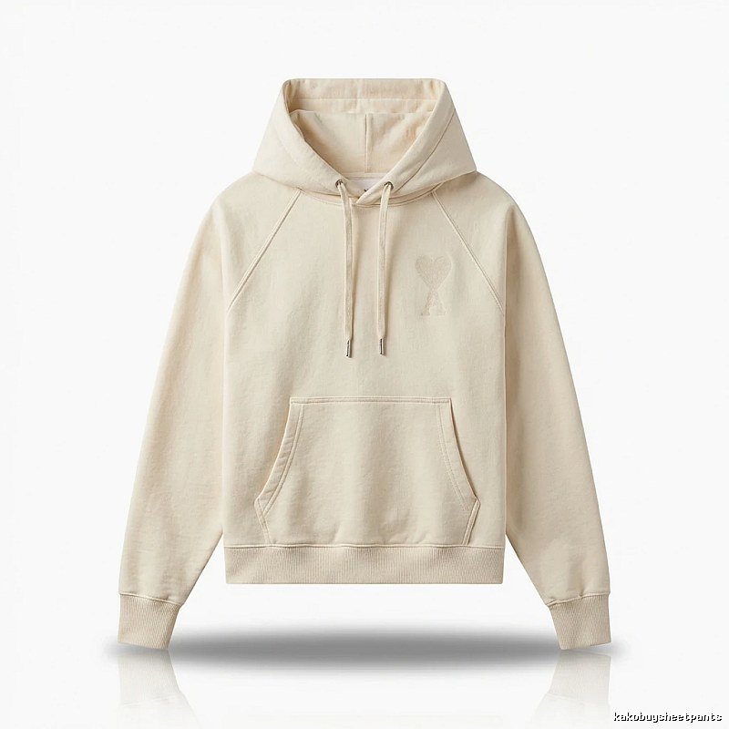 AMI simple and casual style off-white hoodie
