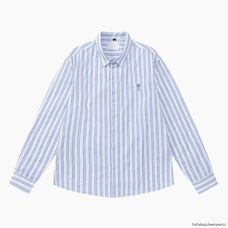 AMI Stripe Simple Blue Shirt