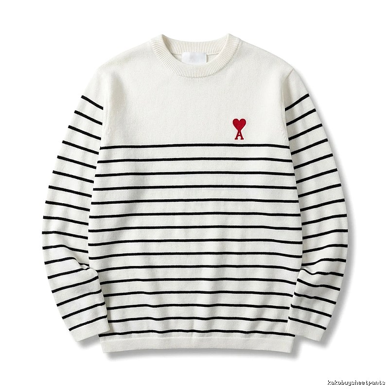 AMI striped minimalist style white sweater