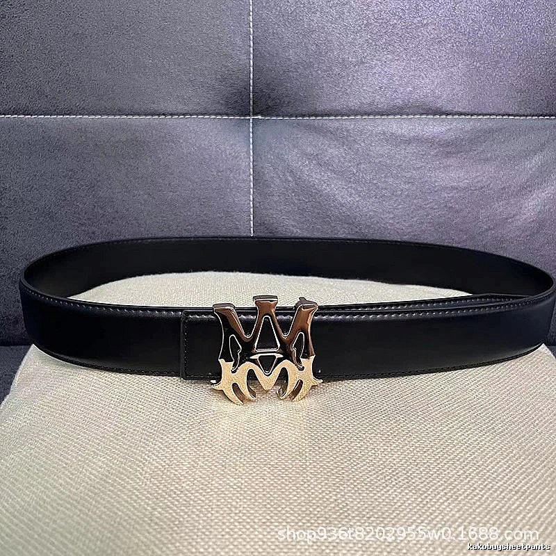 Amiri Classic Logo belt Black Belt Metallic for Daily Styling
