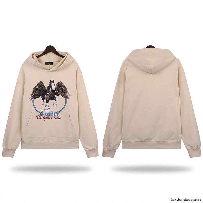 AMIRI Pegasus Series Casual Style Off-White Sweatshirt