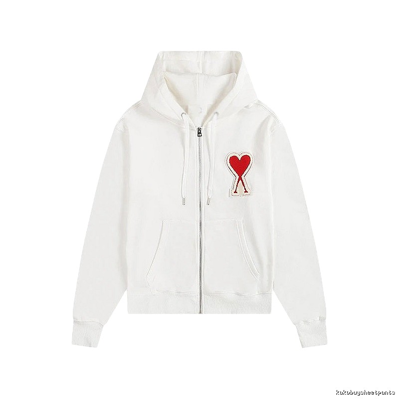 Ami's white hoodie with a cute heart embroidery style