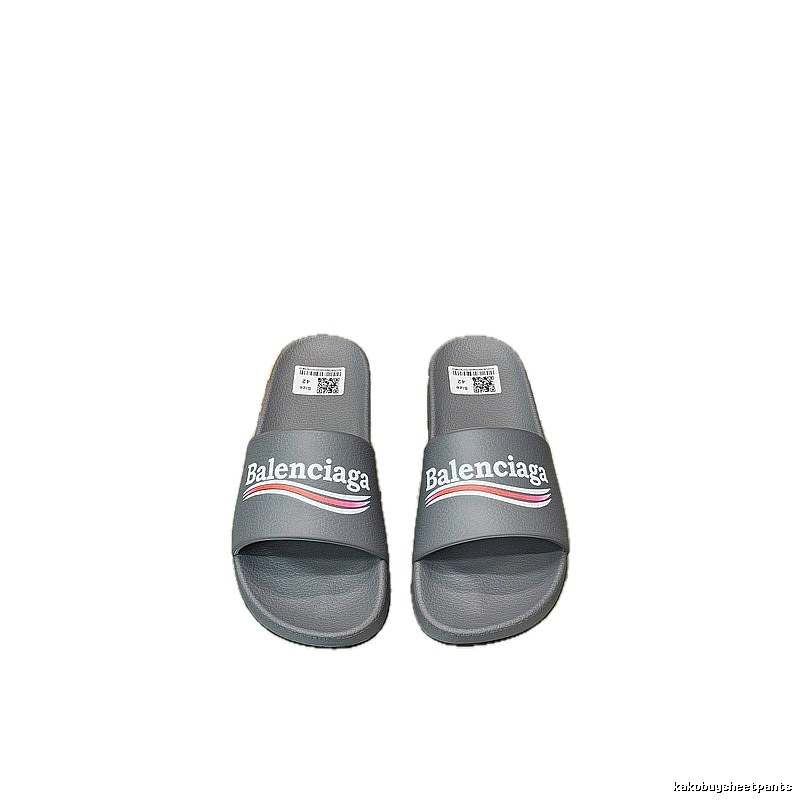Balenciaga Casual Color Stripe Gray Slide Slippers
