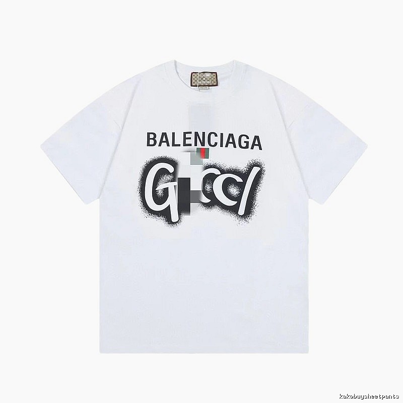 Balenciaga Co-branded Graffiti-style White Short-sleeve T-shirt