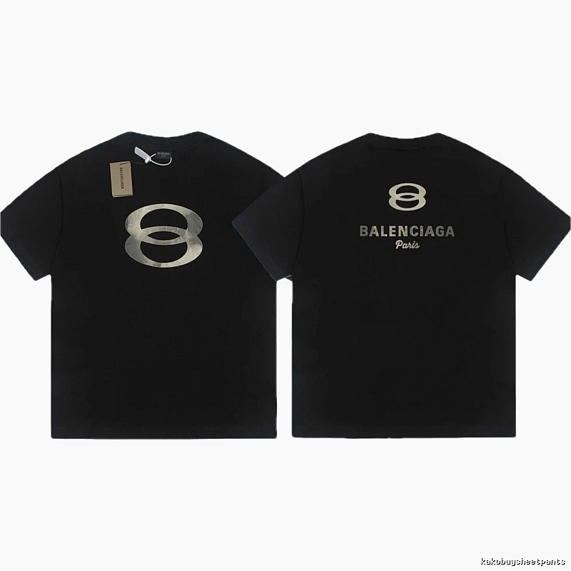 Balenciaga Distressed Double Ring Street Style Black Short Sleeve T-Shirt