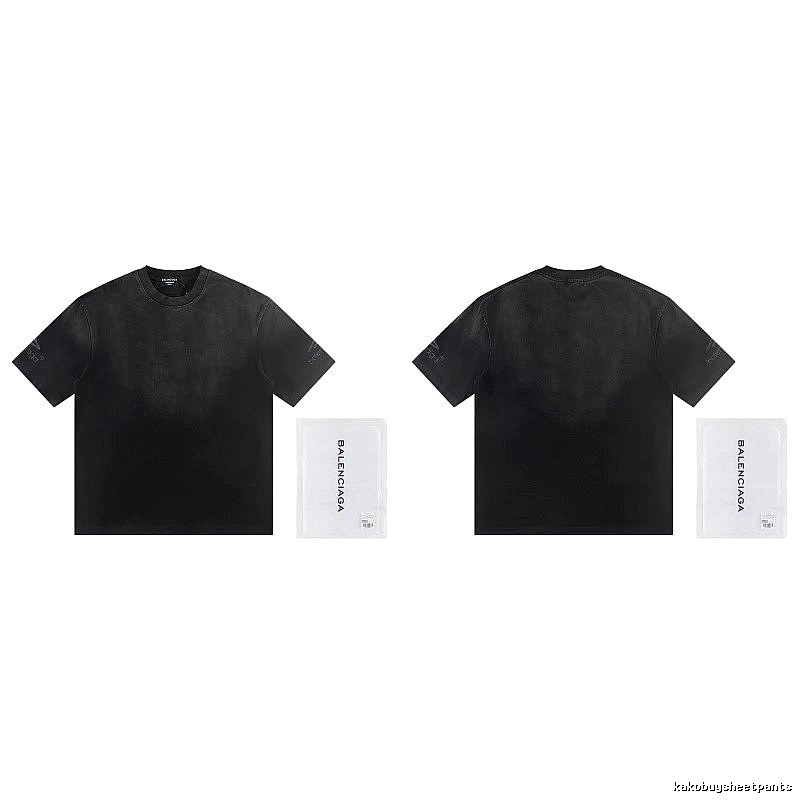 Balenciaga Distressed Street Style Black Short-Sleeve T-Shirt