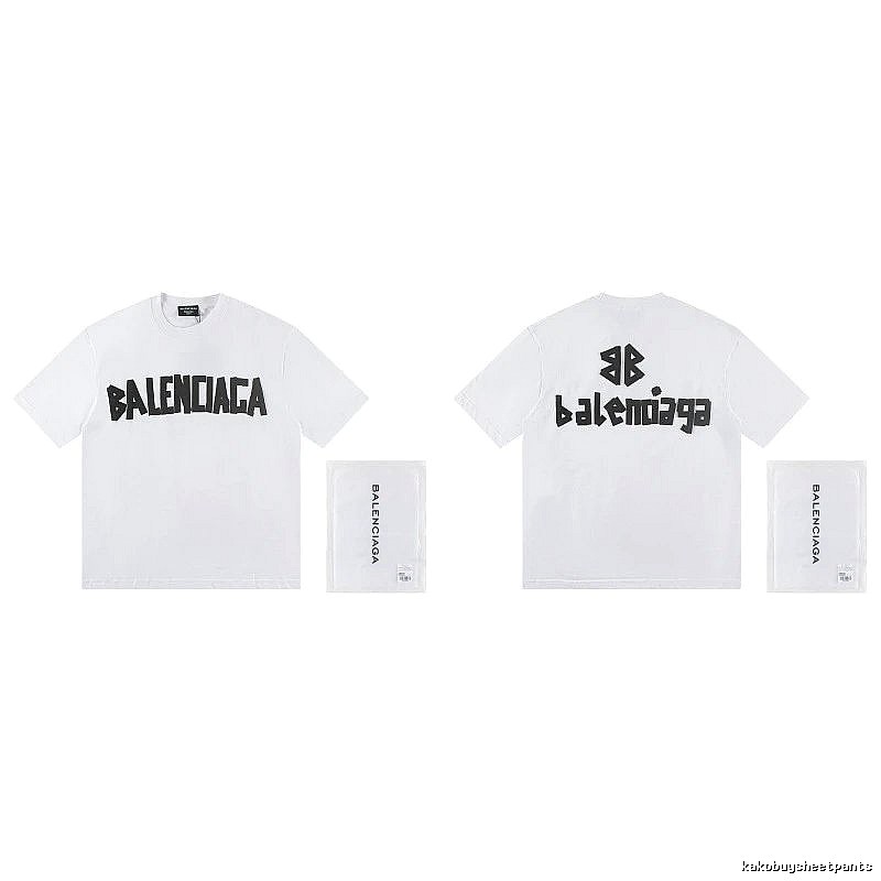 Balenciaga Double B Printed Street Style White T-shirt