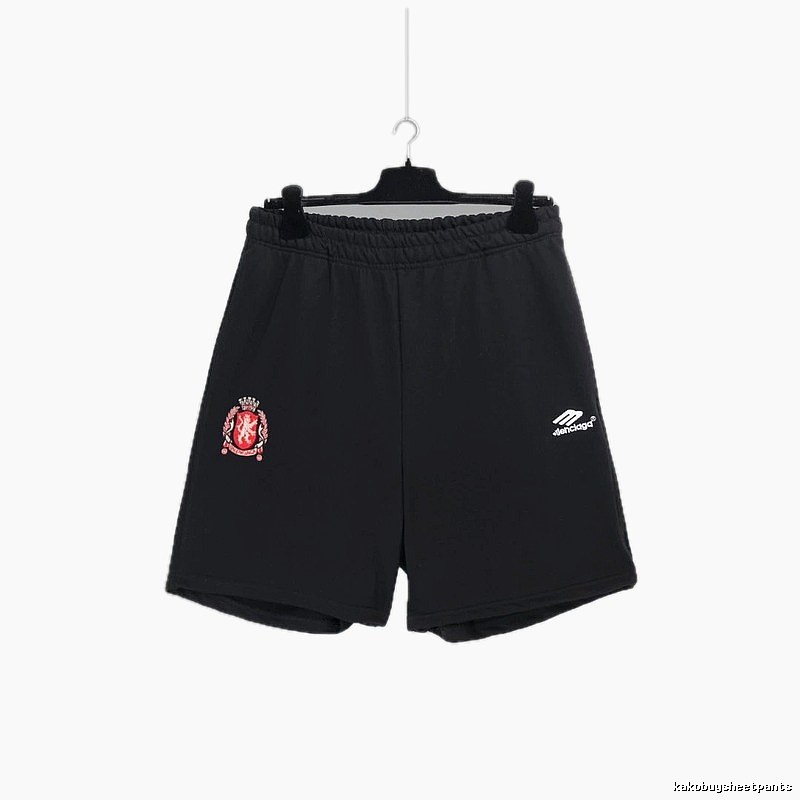 Balenciaga emblem-style black shorts