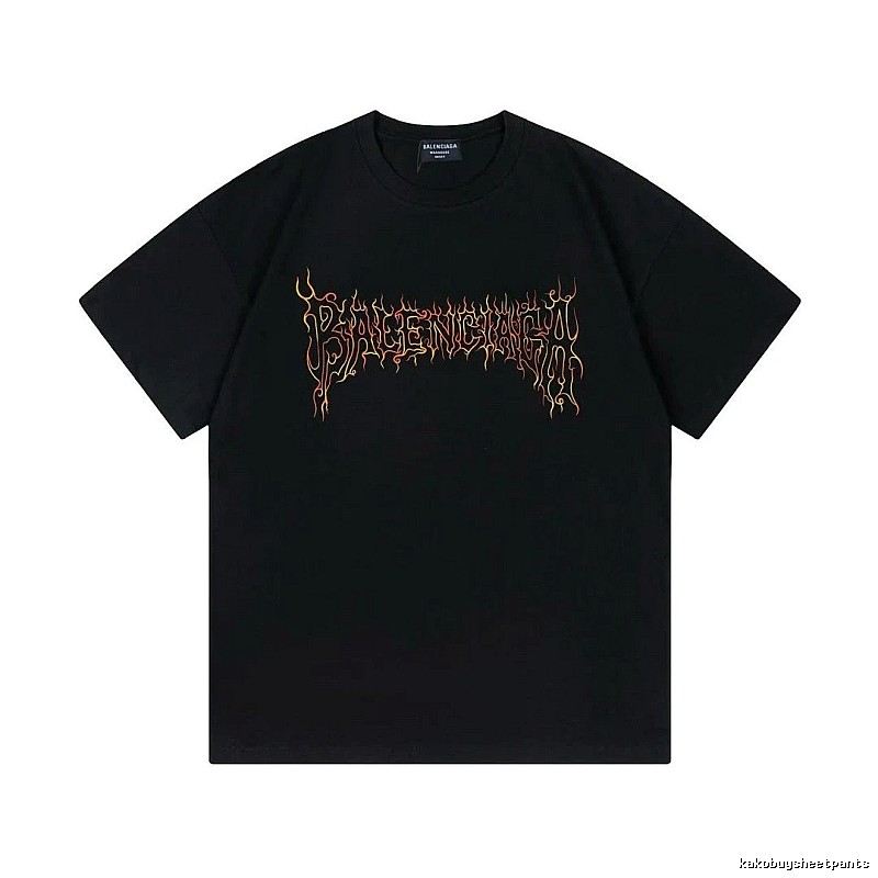 Balenciaga Flame Gothic Style Black T-shirt