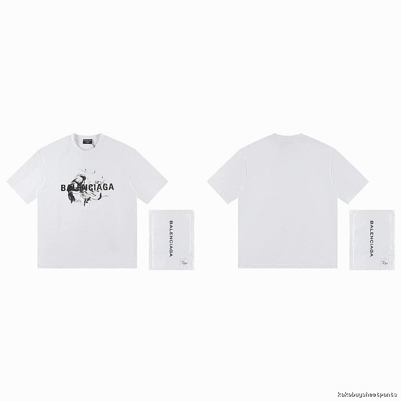 Balenciaga Graffiti Print Street Style White T-Shirt
