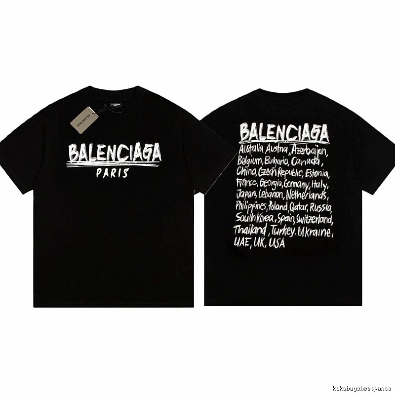 Balenciaga Graffiti Street Style Black Short Sleeve T-shirt