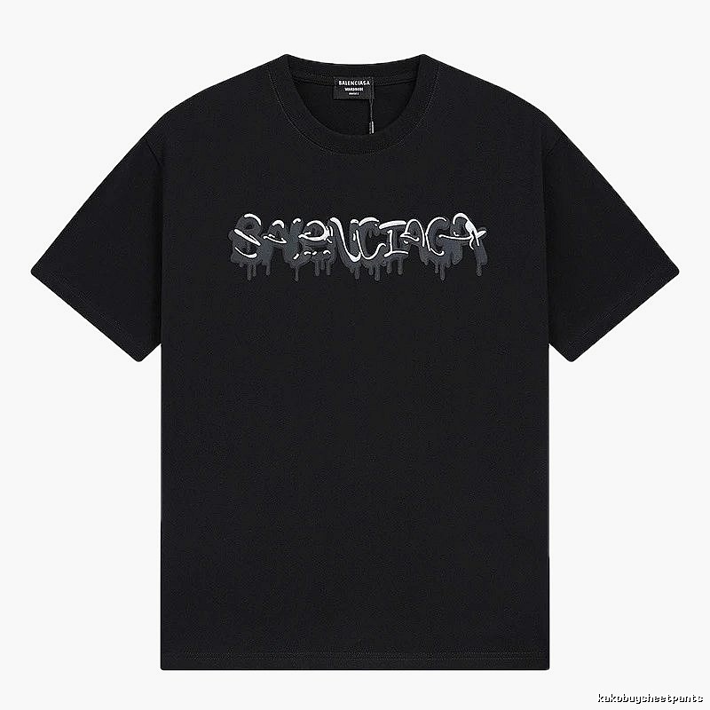 Balenciaga Graffiti Street Style Black Short Sleeve T-shirt