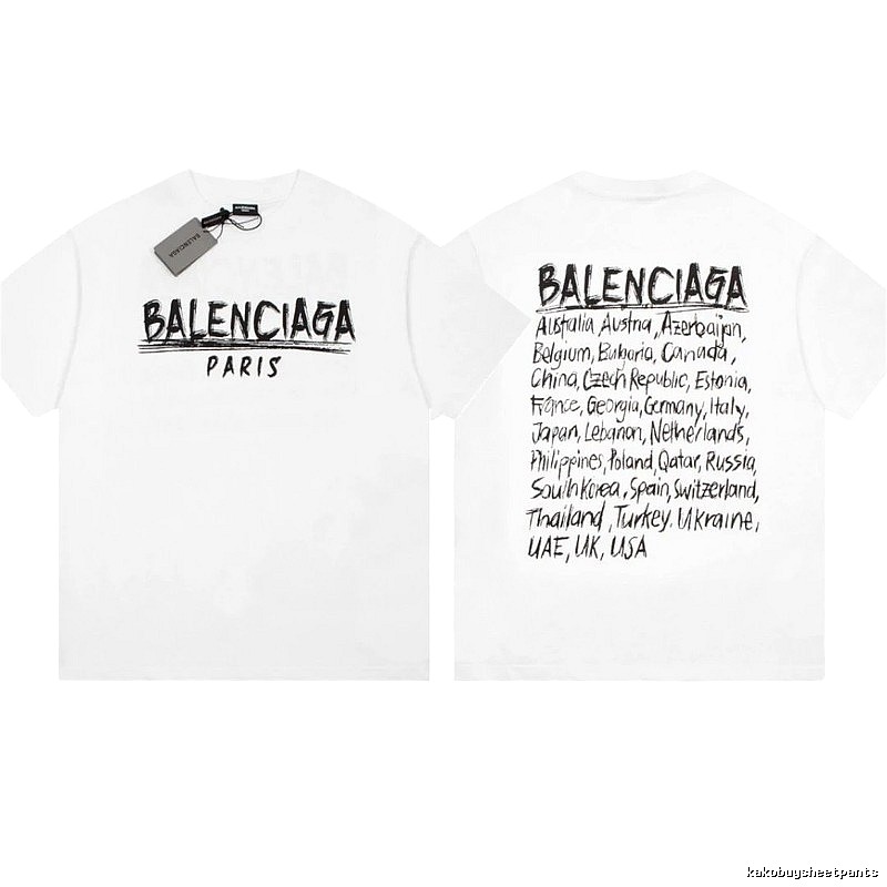 Balenciaga Graffiti Street Style White Short Sleeve T-Shirt